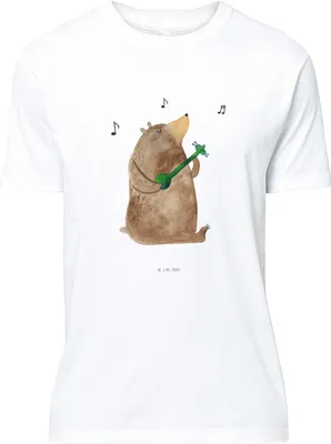 Produktbild von Mr. & Mrs. Panda S T-Shirt Bär Gitarre - Weiß - Geschenk, Tshirt, Lustiges, Shirt, oberteil, Teddy