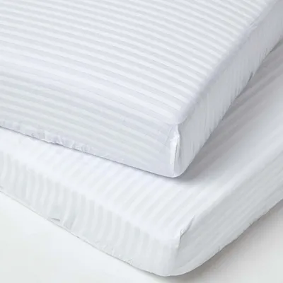 Produktbild von HOMESCAPES Spannbettlaken Kinderbett, weiß, 100% Baumwolle Fadendichte 330, 2er Set, 70 x 140 cm