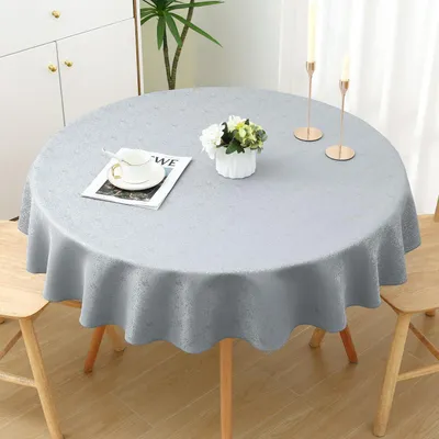 Immagine prodotto di Tovaglia lavabile, rotonda, diametro 140 cm, in poliestere jacquard, colore grigio