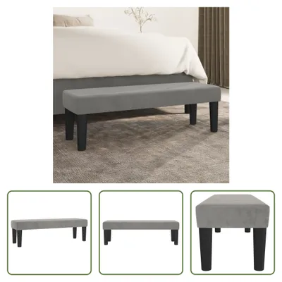 Image de The Living Store Banc gris clair 100x30x30 cm velours