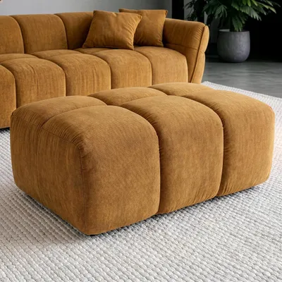 Produktbild von riess-ambiente Hocker CLOUD 100cm senfgelb Vogue Samtstoff Federkern Fußhocker Sitzhocker
