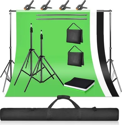 Zdjęcie produktu dla System tła fotograficznego z 3 materiałami i torbą podróżną, 2 x 3 m