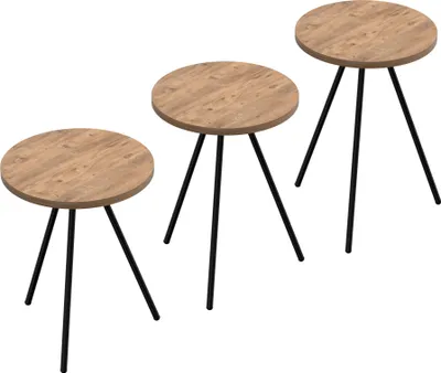 Immagine prodotto di Set tavolo 'Ølgod' set di 3 colori legno rotondo