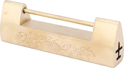 Zdjęcie produktu dla Styl antyczny - rozstaw kłódek 5,9 cm pomyślna ryba chińskie zamki mała mosiężna kłódka kolor