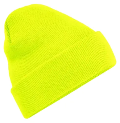 Image de Bonnet tricoté unie Beechfield pour adultes FK1482 (taille unique) (jaune fluo)