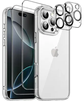 Obrázok produktu pre Puzdro pre iPhone 16 Pro Max (6,9 palca) s 2 ochrannými fóliami a ochranou pre fotoaparáty, priehľadné