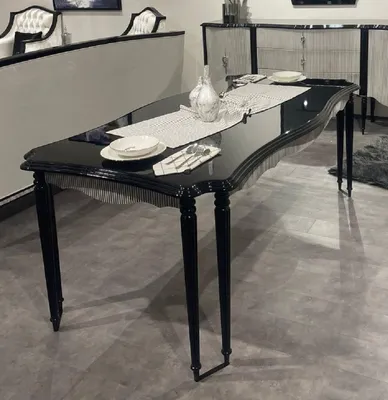 Produktbild von Casa Padrino Luxus Barock Esstisch mit 8 Tischbeinen Schwarz / Grau - Prunkvoller Barockstil Küchentisch - Luxus Esszimmer Möbel im Barockstil - Barock Esszimmer Möbel - Barock Einrichtung