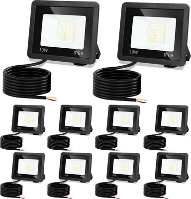 Zdjęcie produktu dla TolleTour Reflektor LED Reflektor budowlany LED 10 szt. 10 W 3 kolory 3000/4000/6500 K Reflektor z klasą wodoodporności IP66