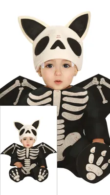 Immagine prodotto di Guirca Costume da pipistrello scheletrico per bambino 12-18 mesi 12-18 mesi