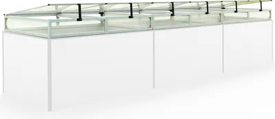 Produktbild von Frühbeetkasten 444x99 cm Frühbeetaufsatz  Aufzucht Treibhaus, Aluminium mit Polycarbonat Doppelstegplatten, UV-beständig, inkl. Öffnungsklappen