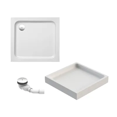 Produktbild von Schulte Duschwanne 90x80 cm, Weiß, Modell Cala - Komplettset inkl. Wannenträger und Ablaufgarnitur