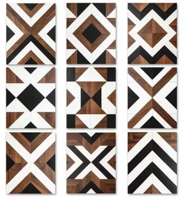 Wandbilder-Set, 9er-Pack, Boho, Aztekenmuster, 25x20 cm