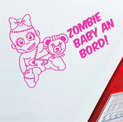 Produktbild von Auto Aufkleber Zombie Baby an Bord on Tour 30x21 cm Pink Sticker Heckscheibenaufkleber