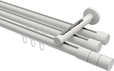 Produktbild von Interdeco Innenlaufstange / Gardinenstange mit Innenlauf Weiß, Typ Siteno Elanto (Rillenzylinder), 20 mm Ø 3-läufig, 220 cm