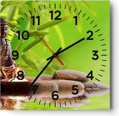 Produktbild von Wanduhr - Quadrat - Glasuhr - Buddhismus Feng Shui Spa Bambus - 40x40cm - Schleichendes Uhrwerk - Lautlos - zum Aufhängen bereit - Dekoration Modern - Wanddekoration aus Glas - C4AC40x40-2392