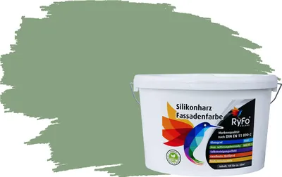 Produktbild von RyFo Colors Silikonharz Fassadenfarbe Lotuseffekt Trend Blassgrün 10l - bunte Fassadenfarbe, weitere Grün Farbtöne und Größen erhältlich, Deckkraft Klasse 1