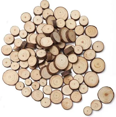 Obrázek produktu pro Dřevěné kotouče, balení po 100 ks, 13–33 cm, přírodní dřevo, vánoční dekorace pro kutily