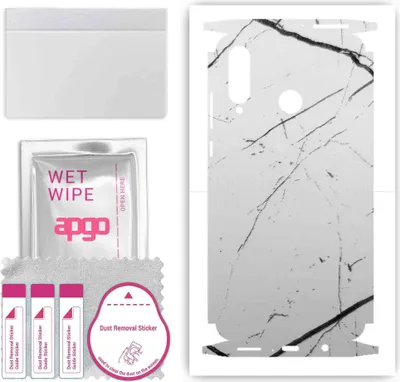Produktbild von apgo Rückseite + Seiten Schutzfolie, Skin, kompatibel mit Huawei P30 lite, Hinten Displayschutzfolie aus Vinylfolie, kratzfest, einfache Montage - Weißer Marmor