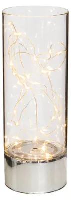 Produktbild von creativ home Glas Dekogefäß Transparent rund mit 25er LED-Lichterkette