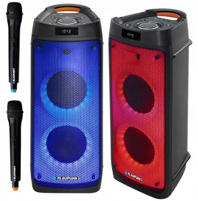 Produktbild von Partybox Blaupunkt 500W Bluetooth Karaoke TWS USB FM LED 2 Mikrofone, leistungsstark