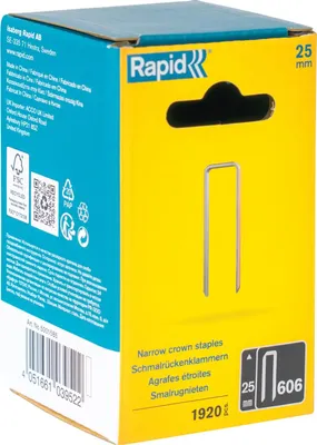 Produktbild von Rapid 5001585, Klammerpack, 2,5 cm, 1920 Heftklammern, Galvanisiertes Metall, Silber, Rapid