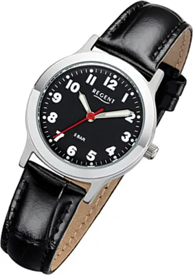Produktbild von Regent Damen Herren Lederarmband Uhr schwarz F-1071 Quarzuhr URF1071