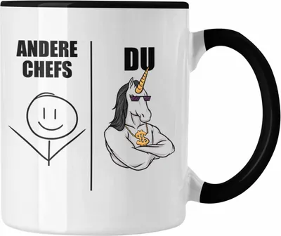 Produktbild von Trendation - Bester Chef Geschenke Lustig Tasse mit Spruch für Chef Kaffeebecher Weihnachtsgeschenk (Schwarz)