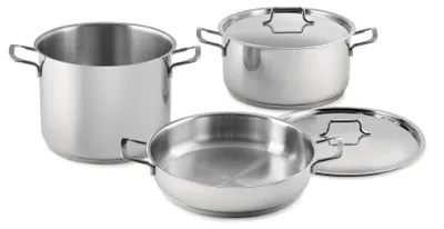 5-teilige Pannenset aus Edelstahl 18/10 mit Dreifachboden
