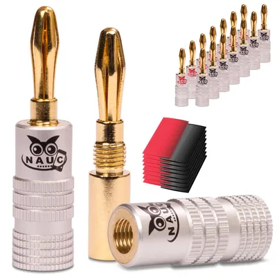 Produktbild von Bananenstecker 24K vergoldet Schrumpfschlauch 16x NAUC High End Steckverbinder