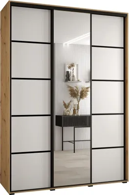 Produktbild von MEBLE KRYSPOL Davos 5 Schrank, drei Türen - 235,2x170x45 cm - Artisan Weiß Schwarz