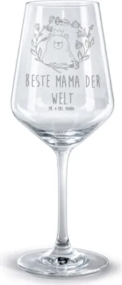 Produktbild von Mr. & Mrs. Panda Weinglas Bär Königin - Transparent - Geschenk, Teddy, Mutter, Mama, Rotweinglas mit Gravur, graviert, Rotwein Glas, Mom, für, Mutti, Ist Die Beste, Kelch