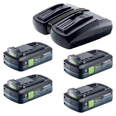 Zdjęcie produktu dla Zestaw energetyczny Festool 18 V 4xTBX4/TCL6DUO z 4 akumulatorami BP 18 TBX 4 C-ASI 18 V 4,0 Ah (4x 578745) + podwójną ładowarką TCL 6 DUO (577017)