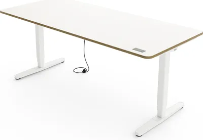 Produktbild von Yaasa Desk Pro Höhenverstellbarer Schreibtisch Elektrisch 140 x 80 cm, Mulitplex-Weiß/Weiß – Touch Handschalter – 9 Speicherfunktionen – Höhenanzeige