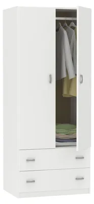 Immagine prodotto di Muebles Pitarch | Armadio per camera da letto, 2 ante, 2 cassetti, bianco, 180x74x50 cm