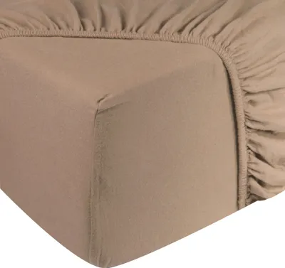 Produktbild von DoubleDry Spannbettlaken Jersey 160x200cm - 100% Baumwolle - Spannbetttuch - 28cm Steg - Beige