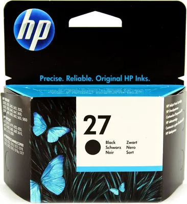 The image shows the packaging of an HP ink cartridge.