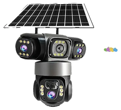 Obrázek produktu pro Venkovní bezpečnostní kamera, trojitá čočka, solární napájení, 4G kamera