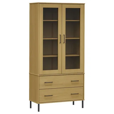 Image de vidaXL Bibliothèque OSLO Pieds en métal brun 85x35x172,5 cm Bois massif