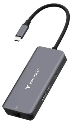 Image de Adaptateur Hub Verbatim Usb-C/Hdmi/3Xusb-A 3.2/Rj45 Aluminiowy 32157
