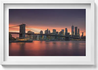 Produktbild von New Yorker East River– Wandbild mit Rahmen – Gerahmtes Bild  – Wanddekoration – 60x40 cm –  Schwarz Rahmen