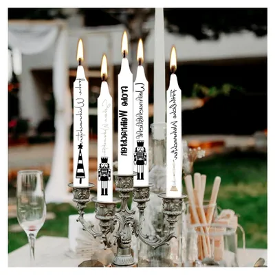 Produktbild von 6 Stück Kerzentattoos für Weihnachten und Neujahr, Wasserschiebefolie für Kerzen, Kerzensticker für DIY Geschenke und Dekoration