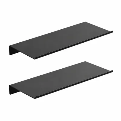 Produktbild von 2 Stück Aluminium-Wandregale, 40 x 12 cm, Metall-Badregale mit erhöhtem Rand, wandmontierte Regale für Küche, Schlafzimmer und Büro,Schwarz