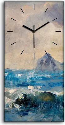 Produktbild von Küchenuhr Bürouhr Leinwand Uhr 30x60 Meer mit Wellen Landschaft Malerei - schwarze Hände