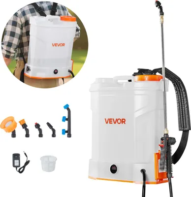 Immagine prodotto di VEVOR irroratore a batteria, 12 litri, irroratore elettrico a zaino a pressione, 2 barre retrattili e 5 ugelli, regolabile da 0 a 6 bar, 2 ore di autonomia, irroratore a pompa portatile per cortile, giardino e prato