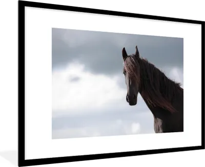 Produktbild von MuchoWow® Gerahmtes Poster Pferde - Himmel - Porträt 90x60 cm - Poster mit Schwarzem Bilderrahmen Wandposter Rahmen Foto Bilder - Wanddekoration - Fotos