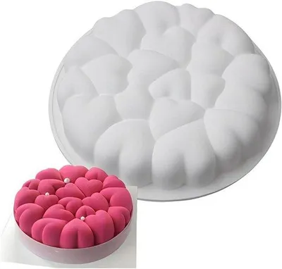 Obrázek produktu pro Silikonová forma na muffiny ve tvaru srdce pro pečení mousse a čokoládových dortíků, 15 cm s otvorem
