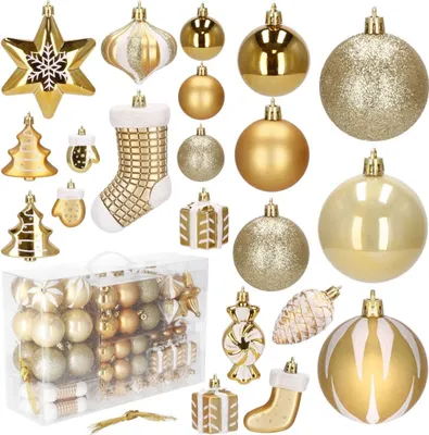 Produktbild von Weihnachtskugeln Christbaumkugeln Weihnachtsbaum Kugeln 77 Stück Dekoration - Goldfarben