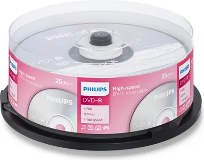 Produktbild von Philips DVD-Rohlinge, 120Min, 4.7GB, Speed 16x, Spindel (25 Disc)