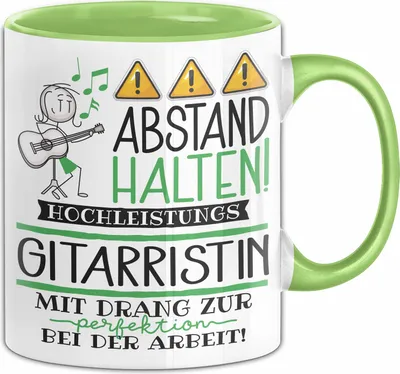 Produktbild von Gitarristin Tasse Geschenk Lustig Abstand Halten Hochleistungs-Gitarristin Mit Drang Zur Perfektion Bei Der Arbeit (Grün)