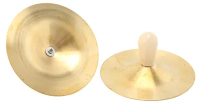 Productafbeelding van 2 stuks kinderbekkens, koper, houten handgreep, geschikt voor buikdans, handpercussie-instrument, speelgoed